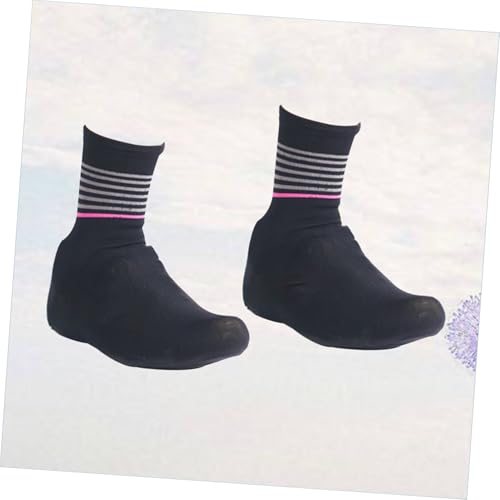1 par de cubiertas para zapatos de ciclismo para hombre y mujer, calzado exterior cálido para bicicleta compatible con zapatos de carretera y montaña, diseño liso, color negro miniatura 6