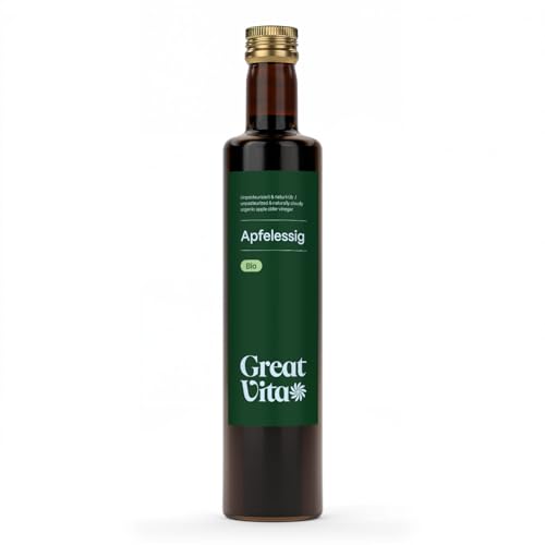 GreatVita Bio Apfelessig 500 ml, naturtrüb & ungefiltert mit Essigmutter - Aufdruck kann variieren GreatVita Bio Apfelessig 500 ml, naturtrüb & ungefiltert mit Essigmutter - Aufdruck kann variieren