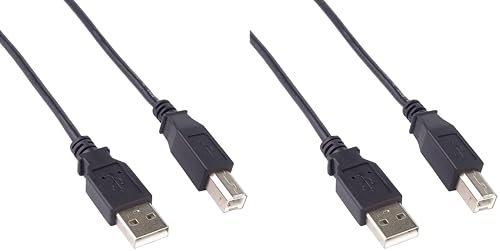 PremiumCord Câble USB 2.0 Haute Vitesse M/M 2 m, A Mâle vers B Mâle, Câble de Connexion USB Pour Scanners Etc., Double Blindage, AWG28, Couleur Noir,...