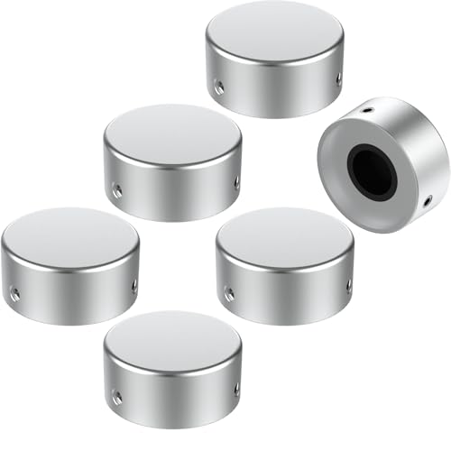 SOLUTEK Solutek Buttons V2 Aluminum Guitar Pedal Footswitch Toppers w/ 3 Set Screws and Protection lining– Non-Slip, Barefoot-Friendly V2 for 5/16" 8.5mm Switch (SILVER, V2 fits 5/16" Switch)