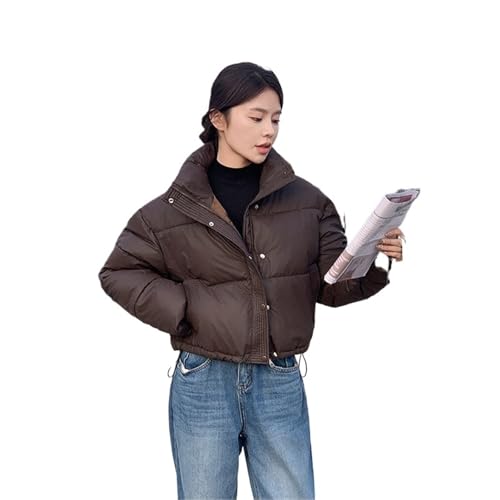 Chaquetas cortas Parkas Cuello alto cálido Abrigo frío Chaqueta acolchada con cremallera(Brown,XL)