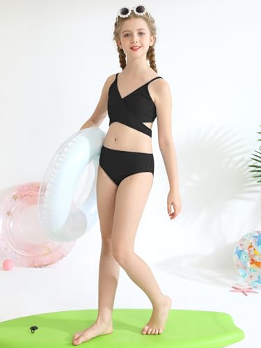Girls 2 Piece Swimsuits Ribbed Criss Cross Strap Bikini Sets Swimming Bathing Suit for Teen Girls Swim Suit4