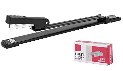 Long Arm Stapler Stapler Long Arm Full Strip with 300 Mm Reach Capacity 25 Sheets Heavy Duty Home Office Desk Stationery Craft School (Black)