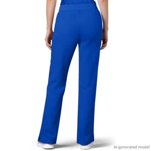 Image of Women's 7-Pocket Scrub Pants - Straight Leg, Mid-Rise, Drawstring | Soft stretch knit Mid-rise drawstring Side slits Wrinkle-resistant Machine washable For nurses /doctors /vets