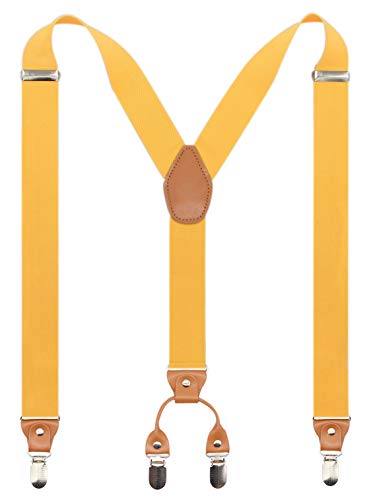 Timiot Men’s Y-Back 4 Metal Clip Elastic Wide Suspenders Perfect For Both Casual&Formal