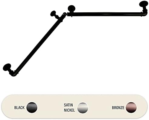 Rod Astamoda 1 inch Blackout Corner Curtain 48-84 inch - Black