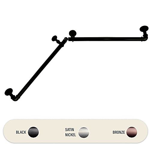 Rod Astamoda 1 Inch Blackout Corner Curtain 48-84 Inch - Black #TOP1