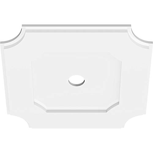 Image of Ekena Millwork CMP18LE-02000 Locke Architectural Grade PVC Contemporary Urethane Ceiling Medallions 18 inchOD x 2 inchID x 10 3 /4 inchC x 1 inchP