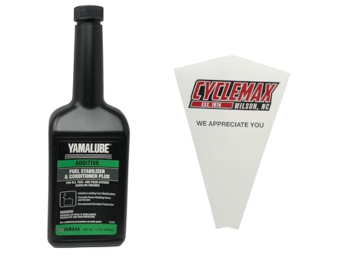 CYCLEMAX One Pack Compatible with Yamaha Yamalube Fuel Stabilizer & Conditioner Plus ACC-FSTAB-PL-12 Contains One 12oz Bottle and a Funnel
