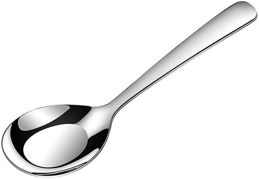 Silverware Flatware Set, 1/4/6 Pcs 304 Stainless Steel Spoon Thickened Eating Spoon Creative Flat Bottom Spoon Household Large Soup Spoon(6 Pieces)