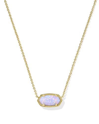 Kendra Scott Elisa Pendant Necklace for Women, Fashion Jewelry, Gold-Plated Brass, Lilac Kyocera Opal