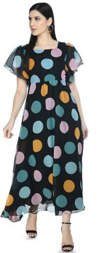 Image of Polka Printed Georgette Dress for Women