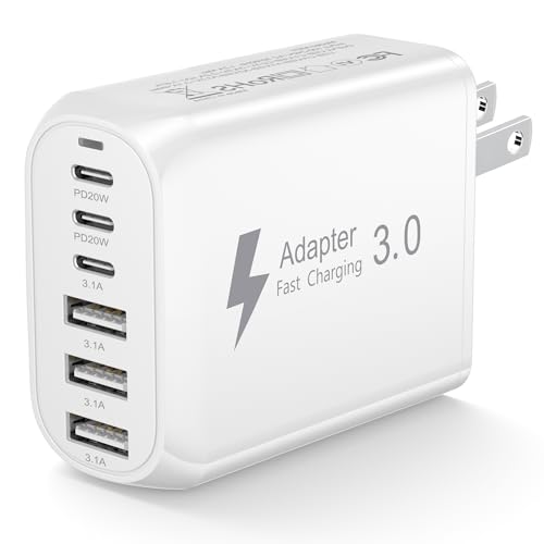 USA Travel Adapter Charger 60W US Plug Adapter Fast Charger Plug with 3 USB C+3 USB A US Travel Adaptor American/US/Canada/China/Japan Wall Adaptor Fast Charging for iPhone 17 16 15 Samsung Galaxy