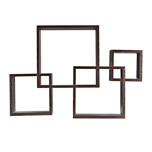 Danya B. Decorative Wall Mount Floating Intersecting Cube Accent Wall Shelf (Black)