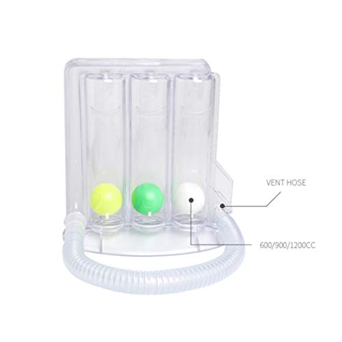 UKCOCO Longtrainer met diepe ademhaling met 3 ballen – ademtrainer met spirometer, inneembaar ademeetsysteem, wasbaar en hygiënisch (tube - Image 3