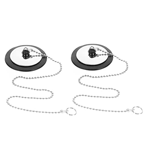 GLEAVI 2Pcs Drainage Stoppers with Chain Versatile Rubber Sealing Plug for Kitchen Sinks and Bathtubs for All Drain Outlets and Heat Resistant