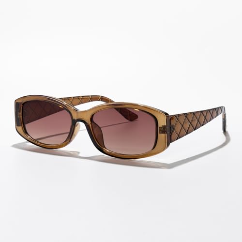 Square Sunglasses for Women Men Retro Checkerboard Pattern Lens Vintage Shades for Driving Beach Travel Daily Outdoor Use