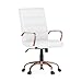 Flash Furniture Mid-Back White Leather Executive Swivel Office Chair with Rose Gold Frame and Arms -