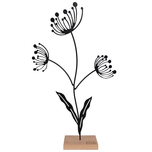 UNUS Deko Aufsteller Blume Silhouette Metall Moderne Wohn- und Gartendeko klein Schwarz