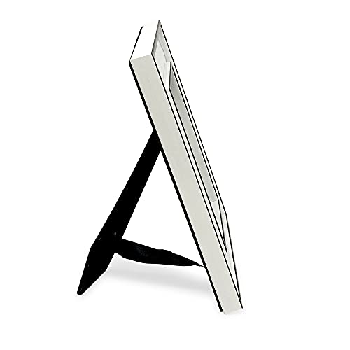 Isaac Jacobs 4X6 White W/Black (Vertical & Horizontal) Double Border Picture Frame W/Black Fabric Easel, Wall-Mountable, Made For Tabletop & Gallery, Home Or Office (4X6, White W/Black) #TOP3