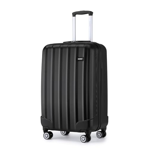 Kono Cabin Suitcase 55x35x20cm ABS Hard Shell Carry On Trolley Case Lightweight Hand Luggage with 4 Wheels and Combination Lock (Black)