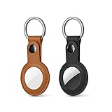 HANSMARE Apple Air Tag レザーケース エアータグ 本革 カバー lether case アップル 強力マグネット ボタン BASIC おしゃれ キーリング (Brown)