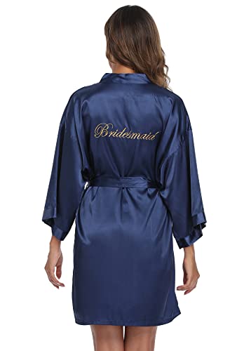 Image of Super Shopping-zone Women's Pure Bride Robes Embroidery Bridesmaid Robes Bridal Party Kimono Robe Wedding Sleepwear