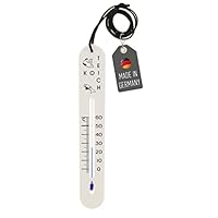 Lantelme Teichthermometer 19cm sinkend mit Schnur Temperatur -15°C bis 60°C für Fischzucht | Für Fische wie Koi Forellen Karpfen Gartenteich Koizucht | Analog Teich Thermometer Wassertemperaturmesser