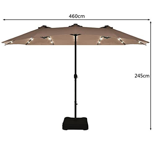 Sombrilla doble solar 4.6m con 36 LED para terraza exterior y jardín grande 3