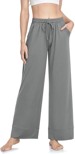 TARSE Wide Leg Yoga Pants for Women Plus Size Palazzo Trousers High Waist Lounge Pajamas Pants Casual Sweatpants with Pockets