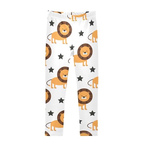 Cartoon Lions Girls Leggings,Workout Leggings for Girls Toddler Athletic Legging Size for 3-10T