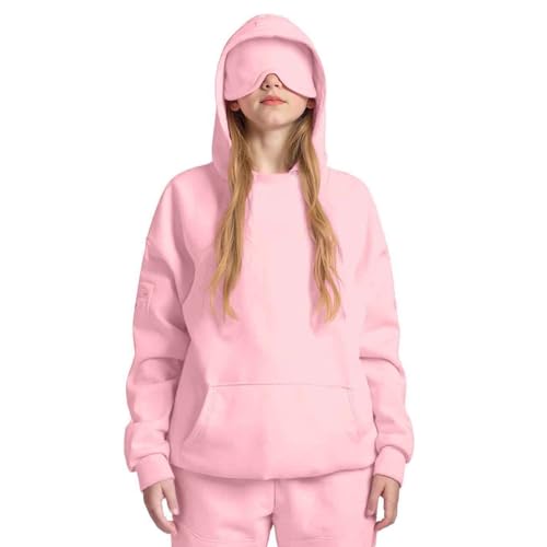 Airplane Mode Travel Hoodie,Comfort Hoodie with Eye Mask Built In, Wearable Blanket with Hidden Pockets for Teen (4-14T)2