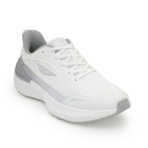 Image of Red Tape Men's Sneakers White Grey Textile Round Toe Lace-Up