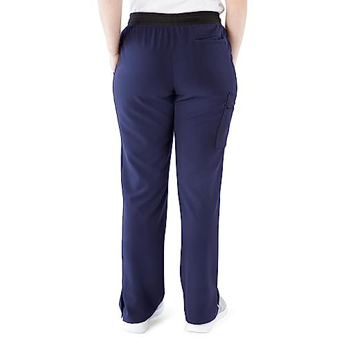Image of AVE. Women's Varick Six Pocket Midrise Straight Leg Scrub Pant in Navy, XL Petite