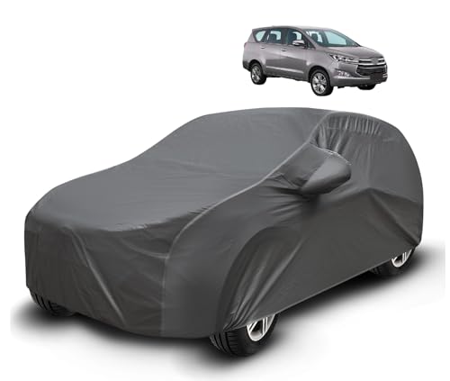 Image of Auto Hub Waterproof Car Cover Compatible with Innova Crysta with Mirror Pockets, Soft Cotton Lining, Innova Crysta Car Cover Waterproof, Grey