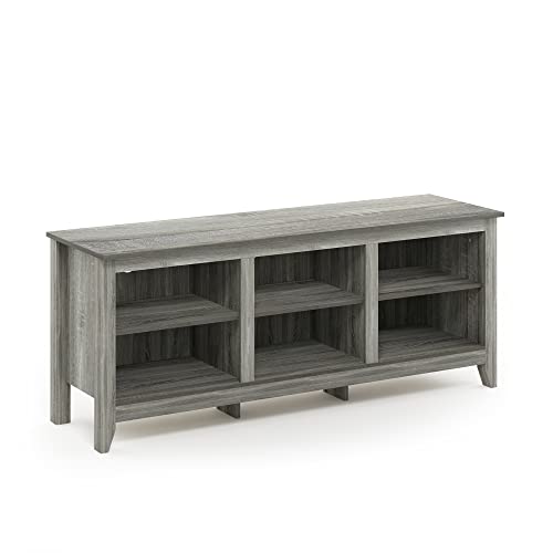 Image of Furinno Jensen TV Stand, TV Entertainment Center with 6 Cube Shelves, TV Console, for TV up to 60 Inch, for Living Room, Bedroom, Grey Oak