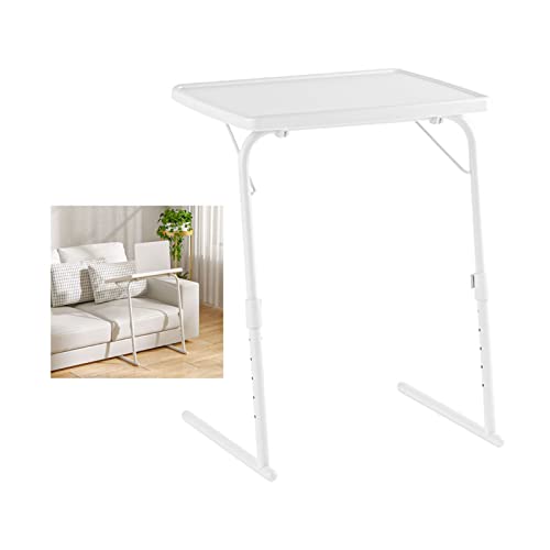 ZXXL Mesas Auxiliares de Salón Mesa de Bandeja de TV Blanca para Sofá y Cama, Mesa de Refrigerios Plegable Portátil para Comer/Trabajar/Leer, Altura Ajustable, Fácil de Instalar Cover