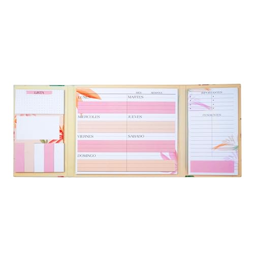 Campus – Planificador Semanal con Notas Adhesivas, Organizador Semanal con Espacio de Escritura, Planificador de Escritorio Tonos Pastel y Naturaleza, Incluye 1 Planning y 8 tipos de Notas (Libélula)