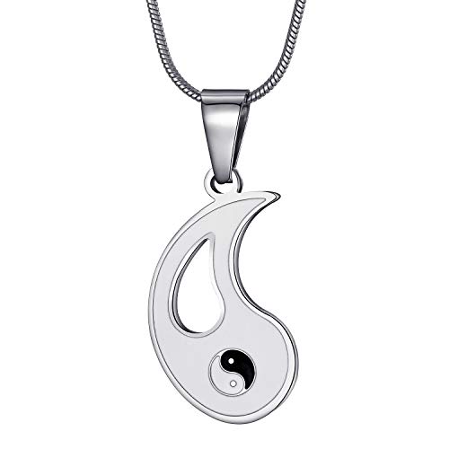 MOO&LEE Yin Yang Couples Necklace for Men and Women Unisex Friendship Pendant with 22 Inches Stainless Steel Snake Chain2