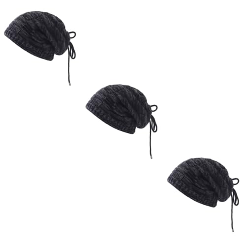 Bonnet tricoté femme noir LIFKOME en laine souple vrac pour hiver
