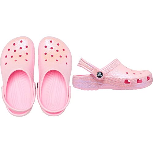 Image of Crocs Unisex-Child Classic Glitter Clog, Flamingo, 5 Toddler