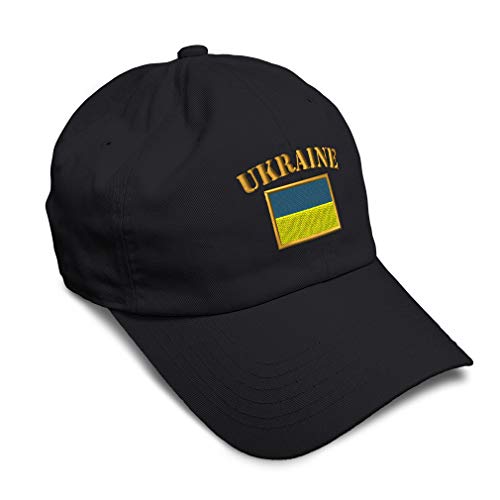 Speedy Pros Soft Baseball Cap Ukraine Flag Embroidery Twill Cotton Dad Hats for Men & Women Buckle Closure Black