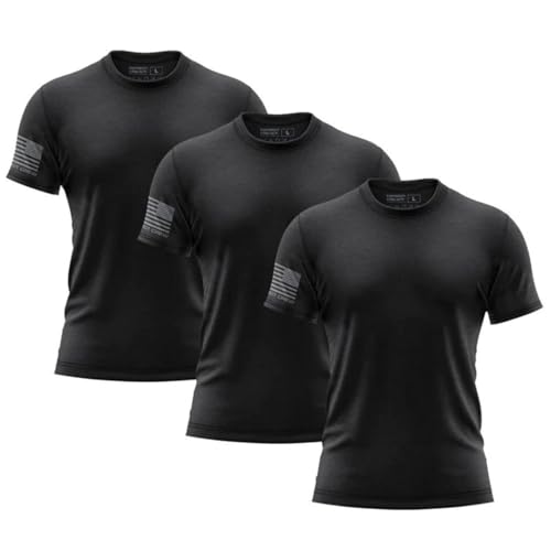 Patriot Crew Mens Black Fresh T-Shirt American Made Classic Tee USA & Freedom Style Shirt (Large 3 Pack)