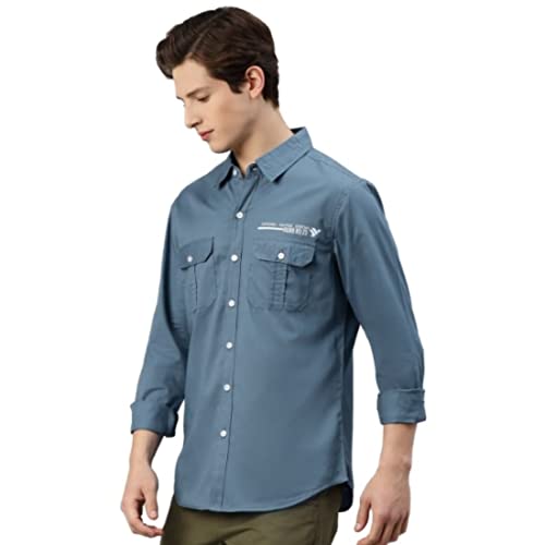 Image of Hubberholme Men's Cotton Regular Fit Casual Shirt with Double Pocket