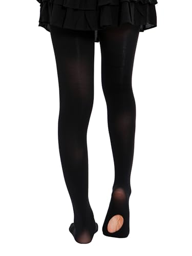 EVERSWE 2 Pairs Pack Girls' Ballet Tights Ultra Soft Dance Leggings, Convertible Transition Dance Tights