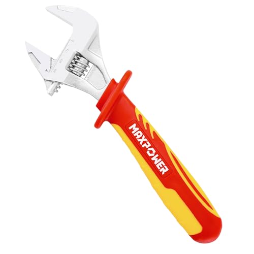 MAXPOWER Schraubenschlüssel verstellbar, Isolierter Einmaulschlüssel für Elektriker, VDE 1000V...