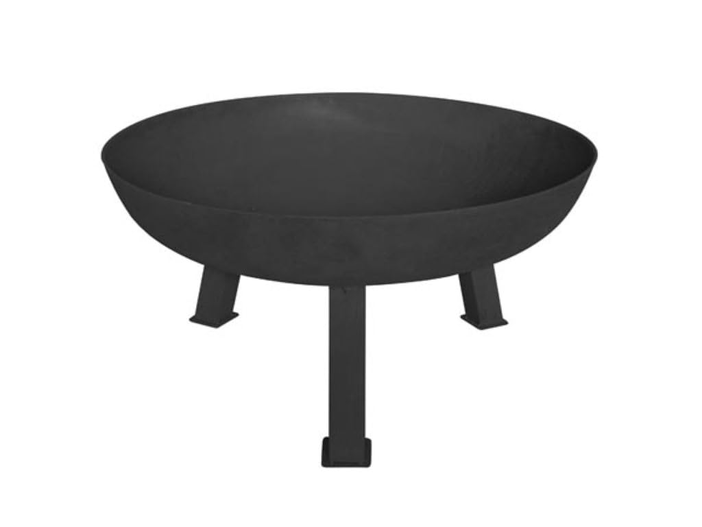 Perel Runde Feuerschale mit 3 stabilen Beinen, Gusseisen-Feuerstelle Ø75 cm, Höhe 37 cm, Schwarze Gartenfeuerstelle für Terrasse oder Balkon, ideal für Holz oder Holzkohle
