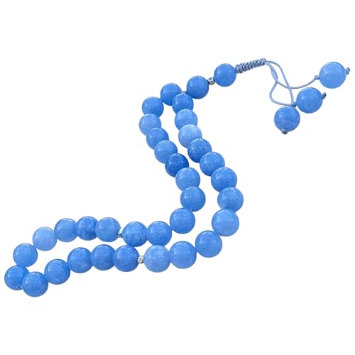 33 Beads Natural Stone Misbaha Tasbih – Prayer Beads for Meditation & Mindfulness – Stress Relief & Relaxation Gift for Men & Women – Aqeeq, Turquoise, Natural Stone Beads