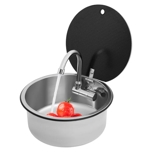 Edelstahl-Spüle mit Klappbarer Wasserhahn für RV und Camper:...