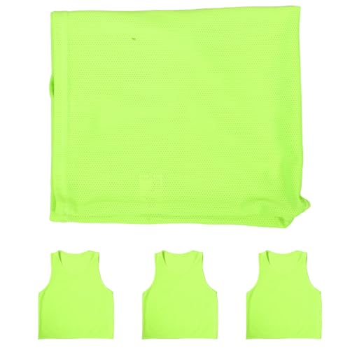 JOINPAYA Chalecos Deportivos Juveniles de Malla Ajustable Fluorescente Verde, Petos Deportivos para 4 Piezas, Chalecos de Práctica para Entrenamiento de Fútbol y Baloncesto al Aire Libre